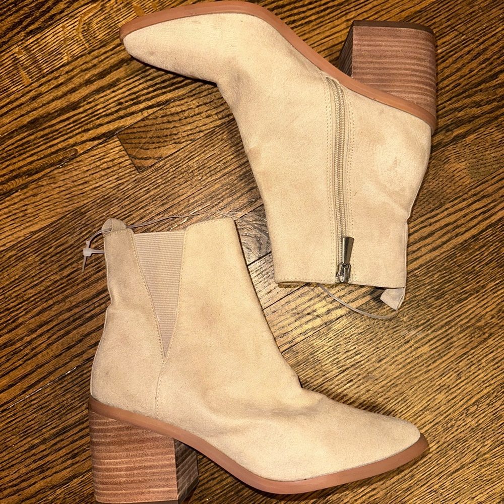 BP Beige Suede Block heel Bootie